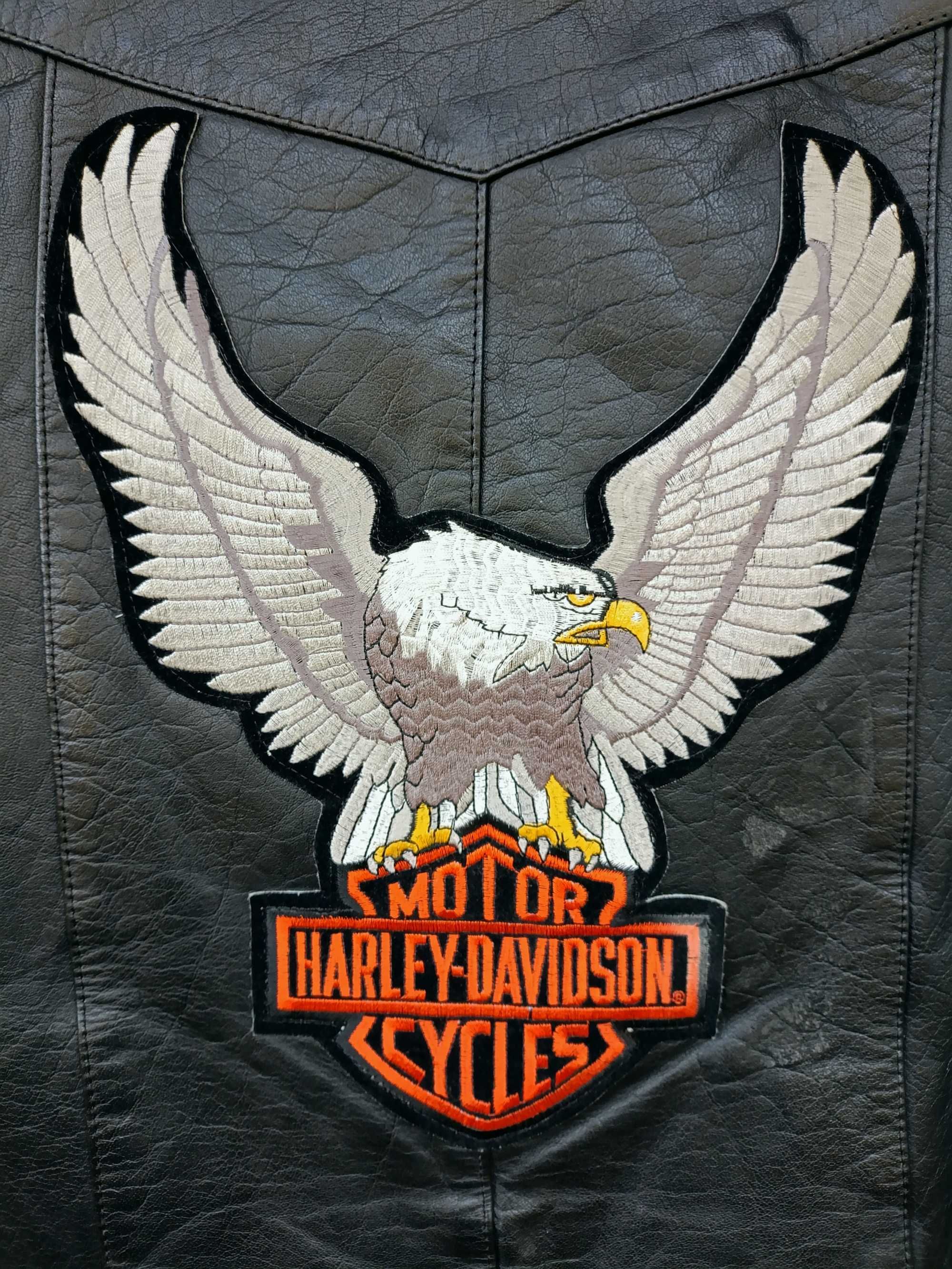 Silver Hawk®  шкіряний мотожилет з патчем Harley-Davidson