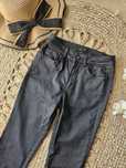 Massimo Dutti – czarne spodnie damskie  woskowane rurki proste XS c