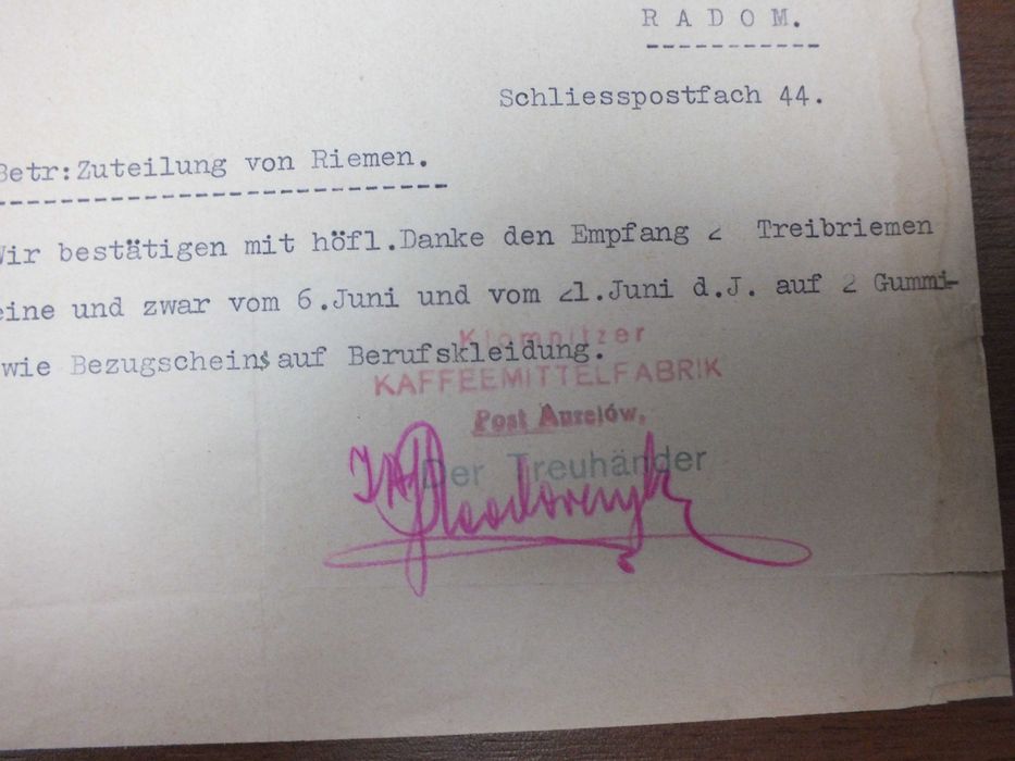 II Wojna-Kłomnicka Fabryka Cykorii Aurelów- List Handlowy lipiec 1944