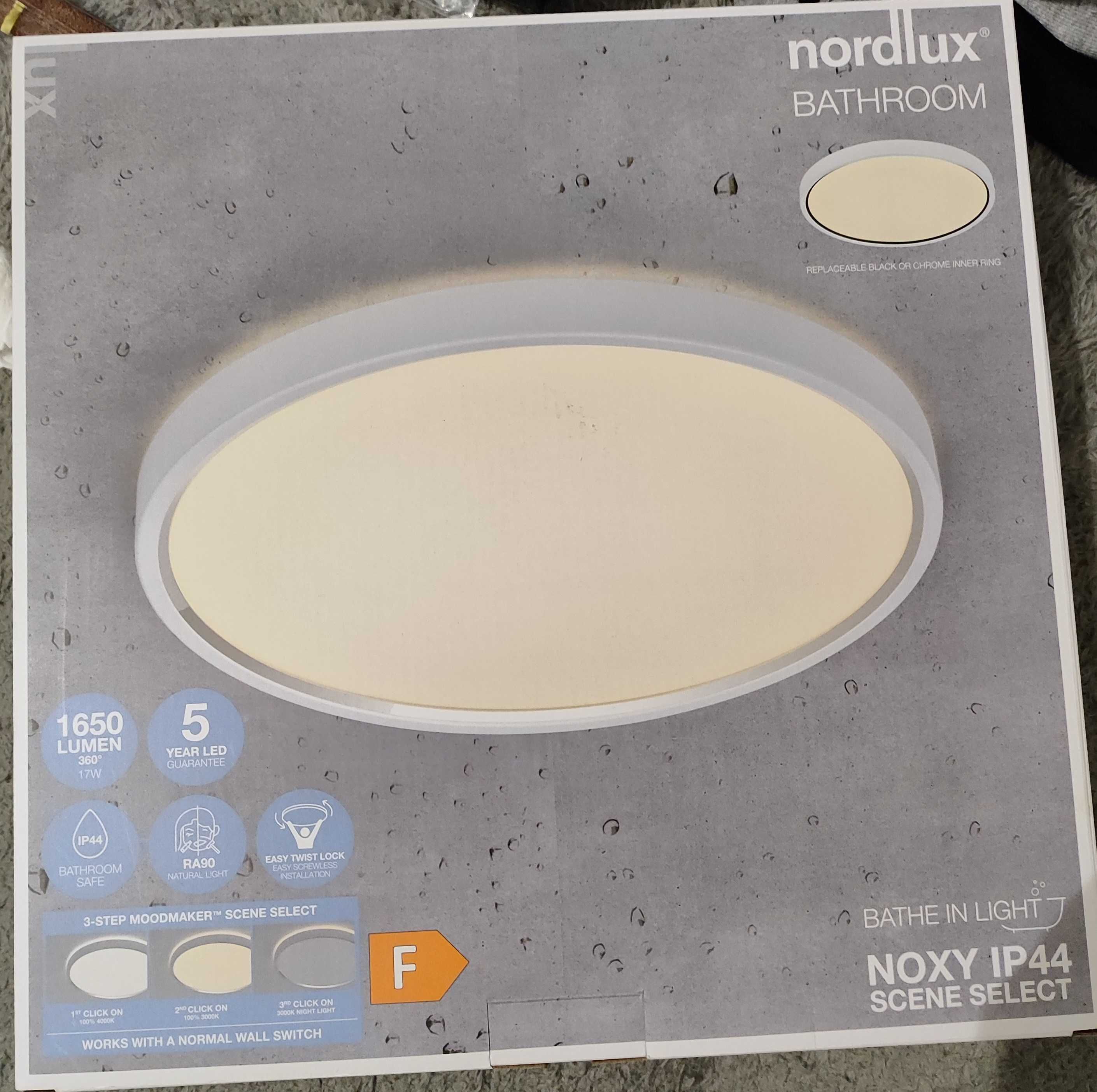 Nordlux Noxy IP44 łazienkowy 35 cm biały plafon led ściemnialny