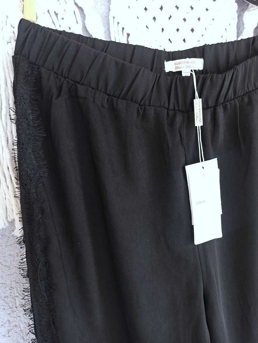 C&A NOWE! Spodnie alladynki z koronką z boku czarne