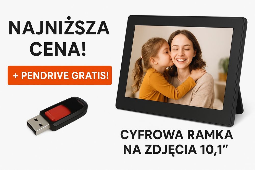 Cyfrowa ramka na zdjęcia 10,1" HD + Pendrive GRATIS | Nowa | Polska wy