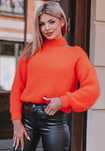 Sweter Z Odkrytym Ramieniem Nellie Neonowy Pomarańcz