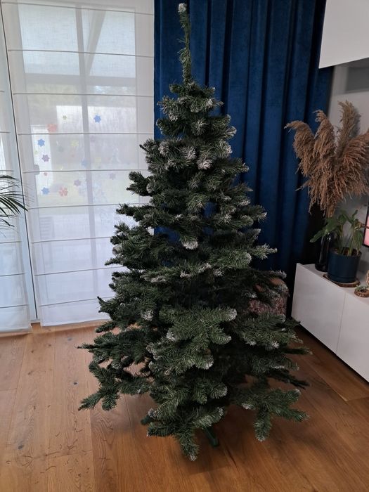 Choinka sztuczna ze śniegiem, brokatem 180 cm