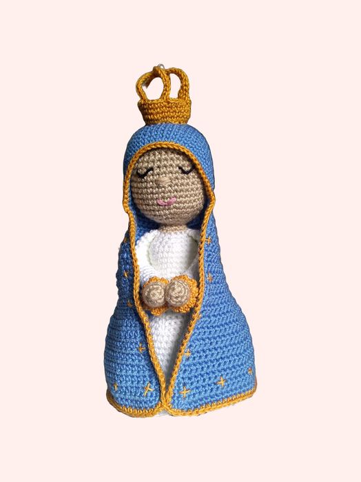 Peluche em croché Anjo de Guarda e Nossa Senhora
