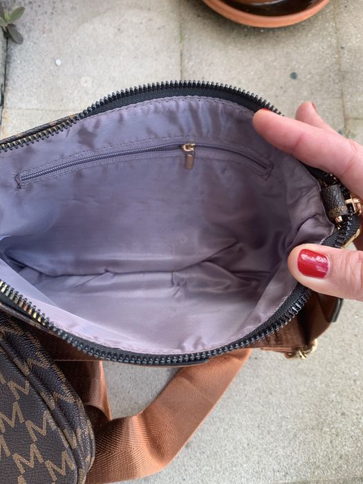 Conjunto mala + mala + porta moedas Café e Dourado NOVO