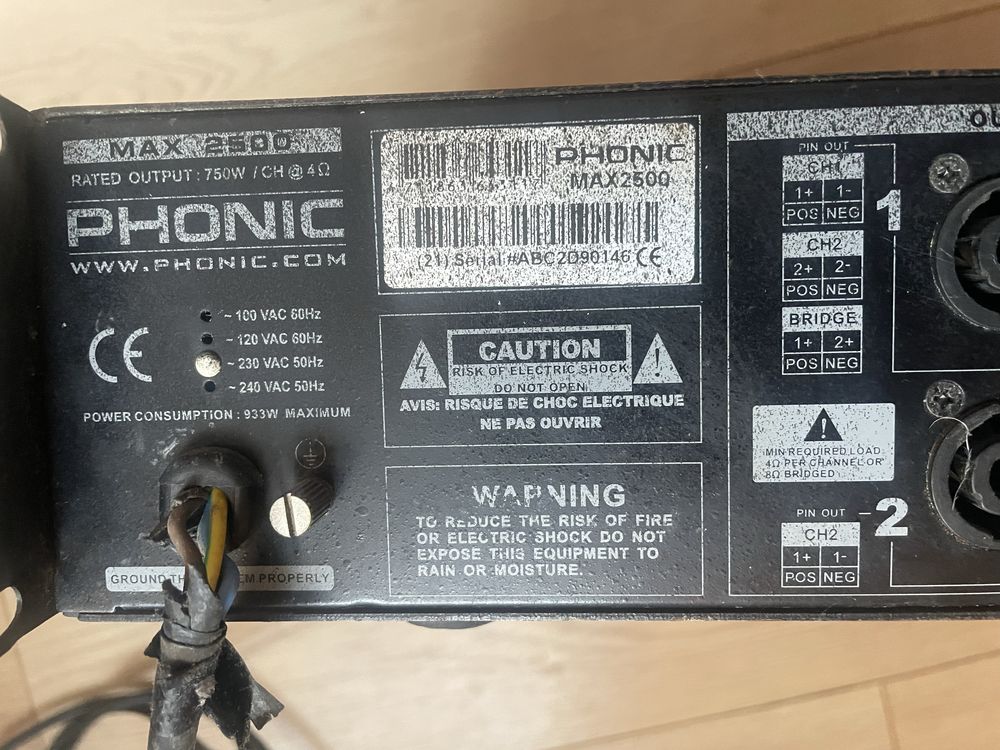 Підсилювач Phonic Max 2500 | 2x750Вт, 2Ω, Bridge 2200Вт