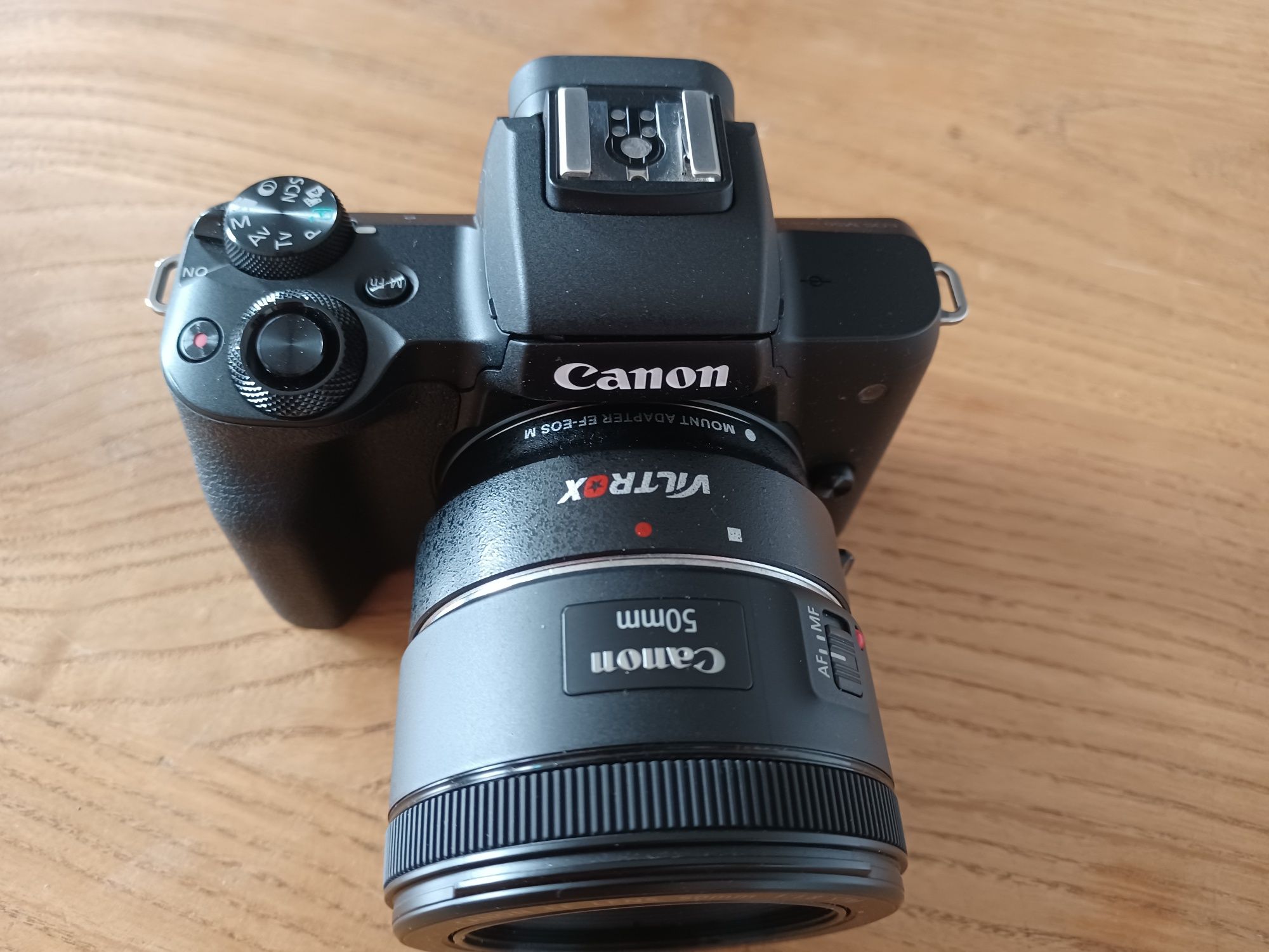 Aparat Canon M50 Mark II + Obiektyw 50mm 1.8 + Adapter Viltrox