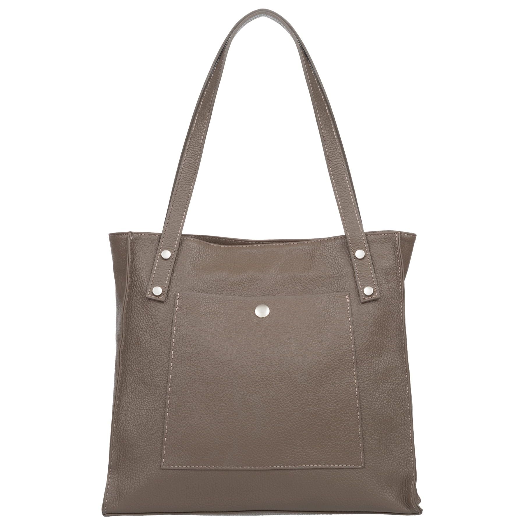 VERA PELLE torebka skórzana shopper z długimi rączkami V527 taupe