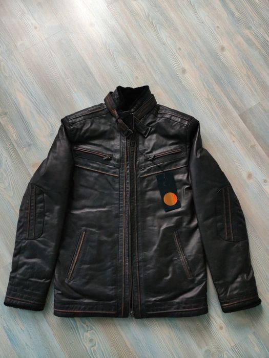 Чоловіча шкіряна зимова куртка