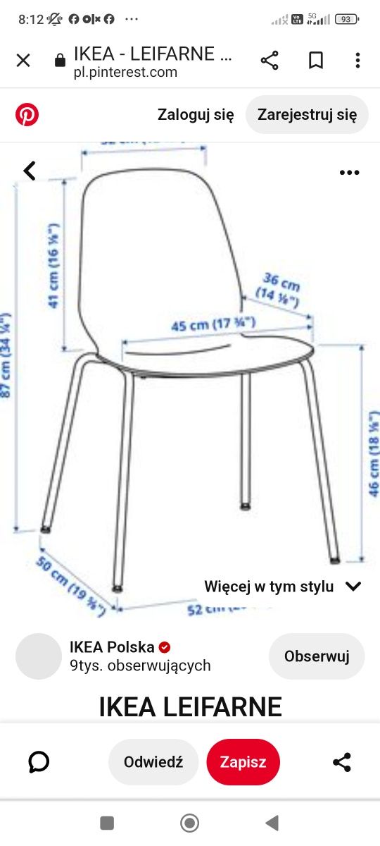 Sprzedam komplet 3 krzesła i stolik IKEA