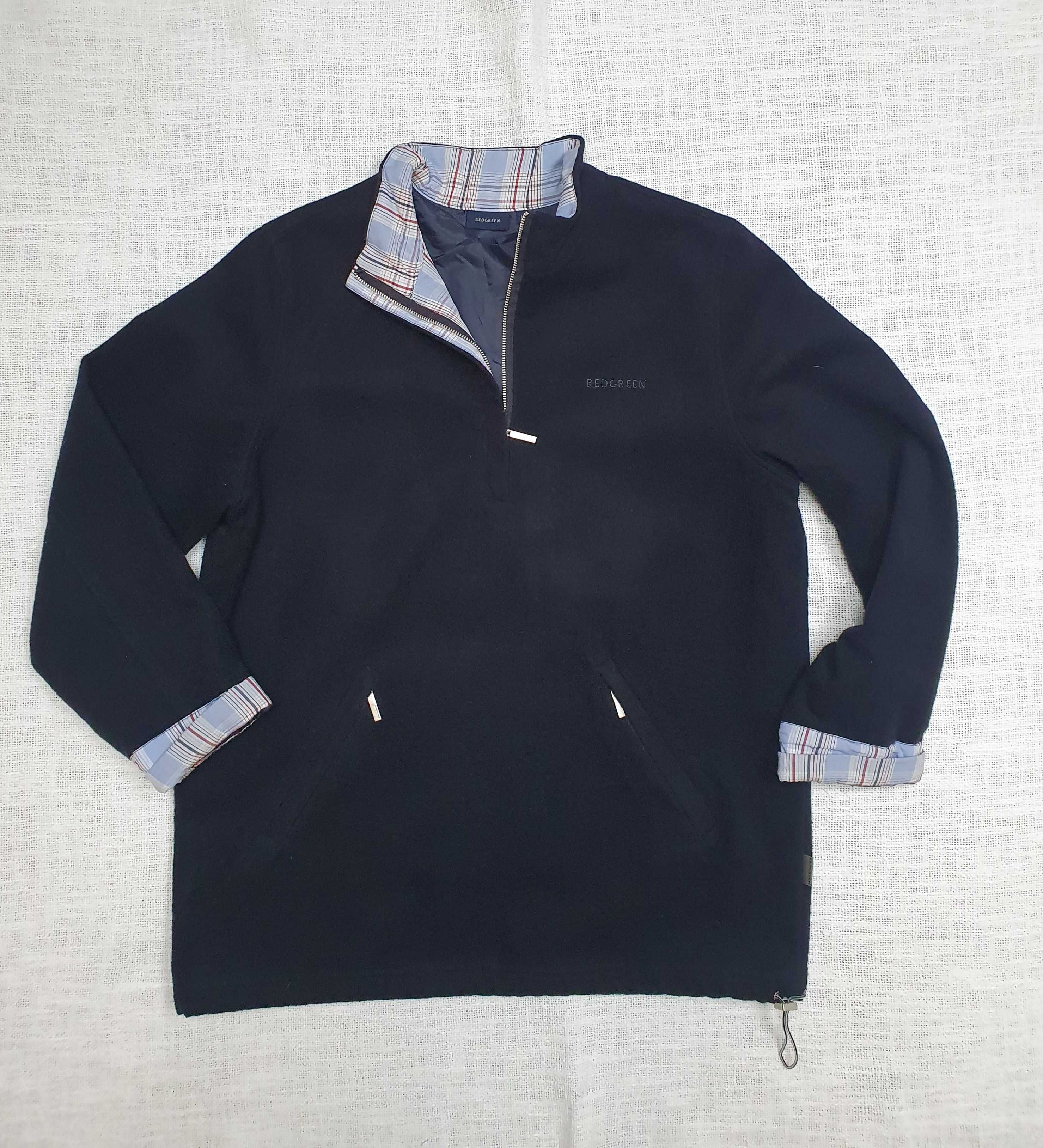 Redgreen bluza M granatowa – lekka, bawełna, stójka, kieszenie