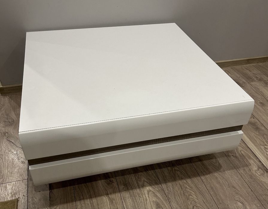 Stolik kawowy, ława biała 90x90 cm