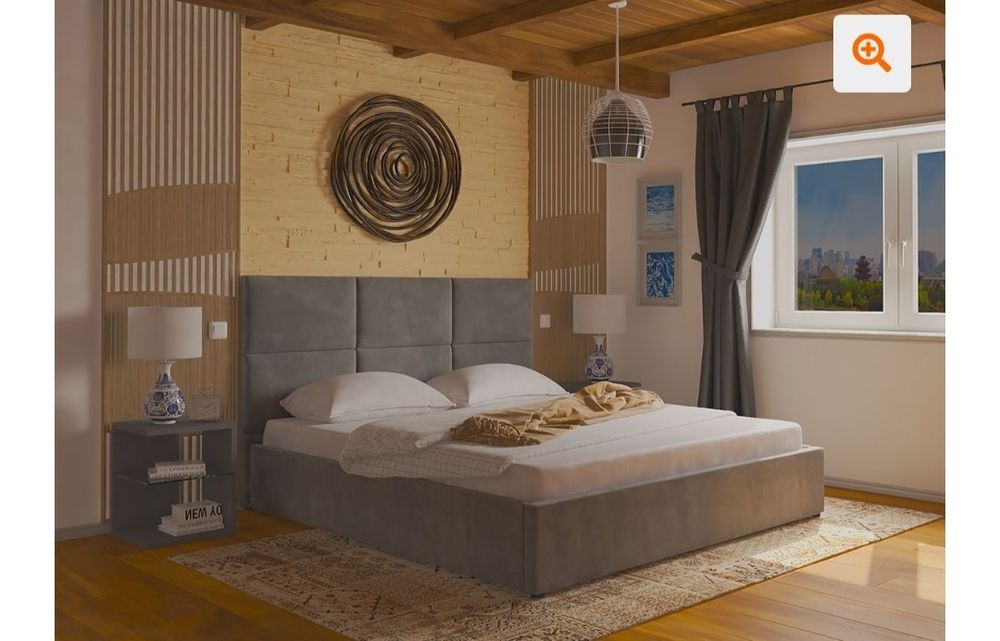 Cama sommier 1,80x200 cinza veludo e colchão emma