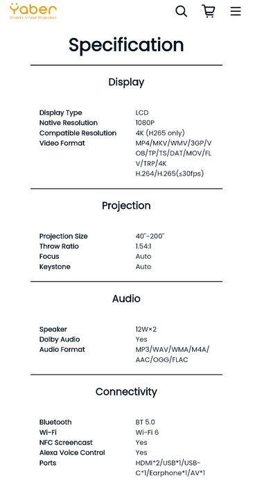 Проектор після огляду Y2B | Yaber K2s – 1080p | JBL speaker + TV Box