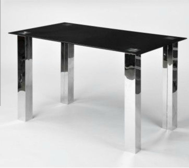 Mesa tampo de vidro preto 120x70cm