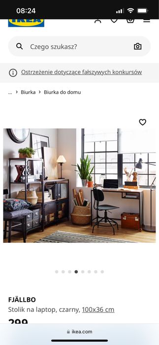 Biurko FJALLBO Ikea w stylu loftowym tez jako konsola