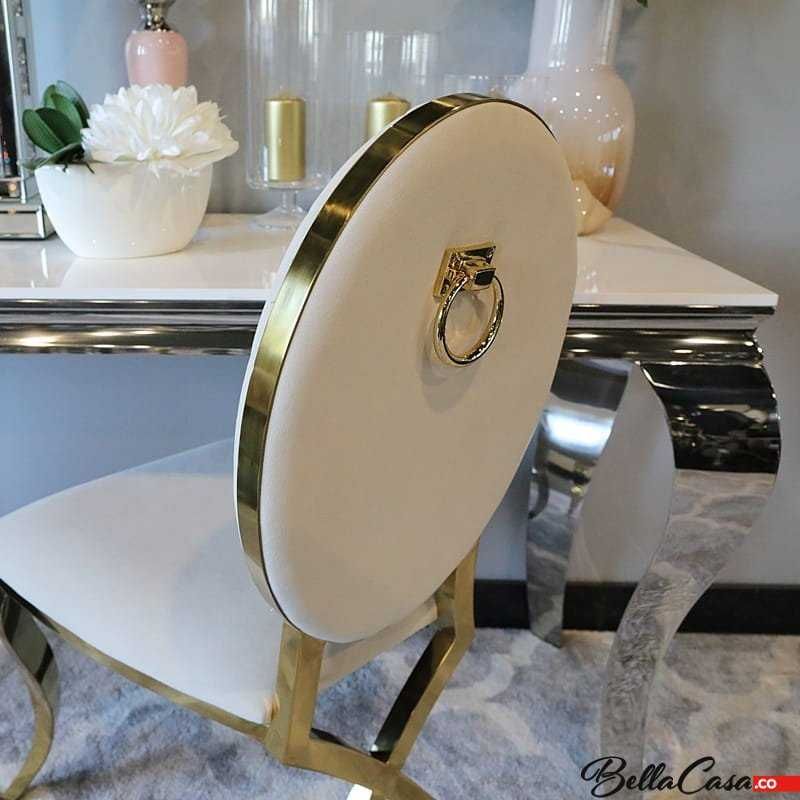 Krzesło Ludwik III Gold Glamour z kryształkami / kołatką RÓŻNE KOLORY