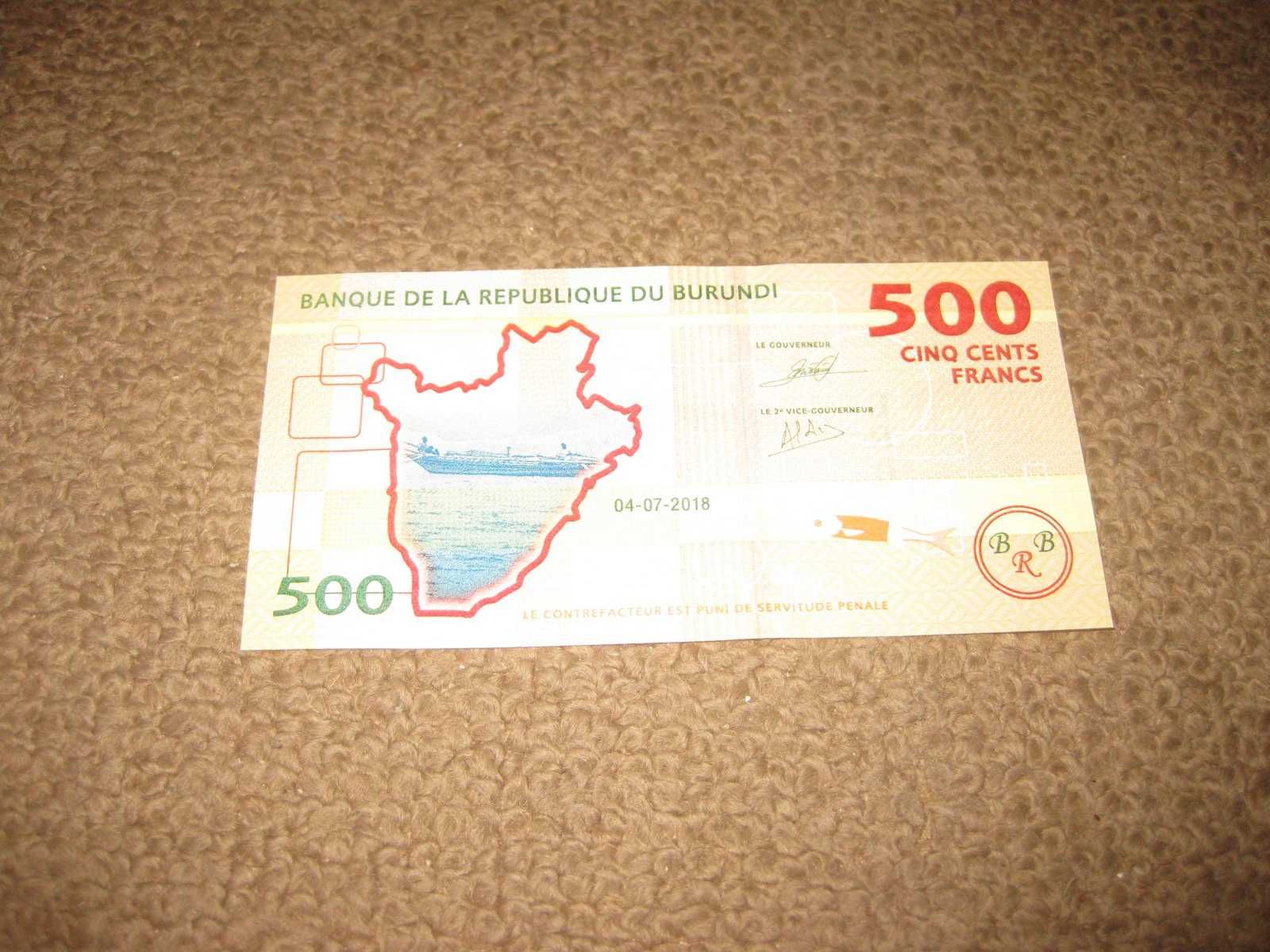 Nota do Burundi "500 Francs" UNC