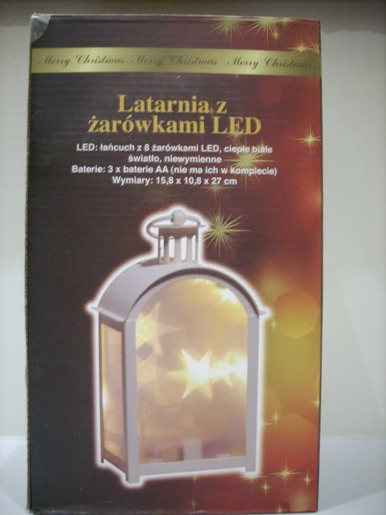 świąteczna LED Latarenka Lampion 27 cm metal szkło decor NOWA