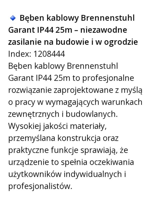 Przedłużacz bębnowy 25m
