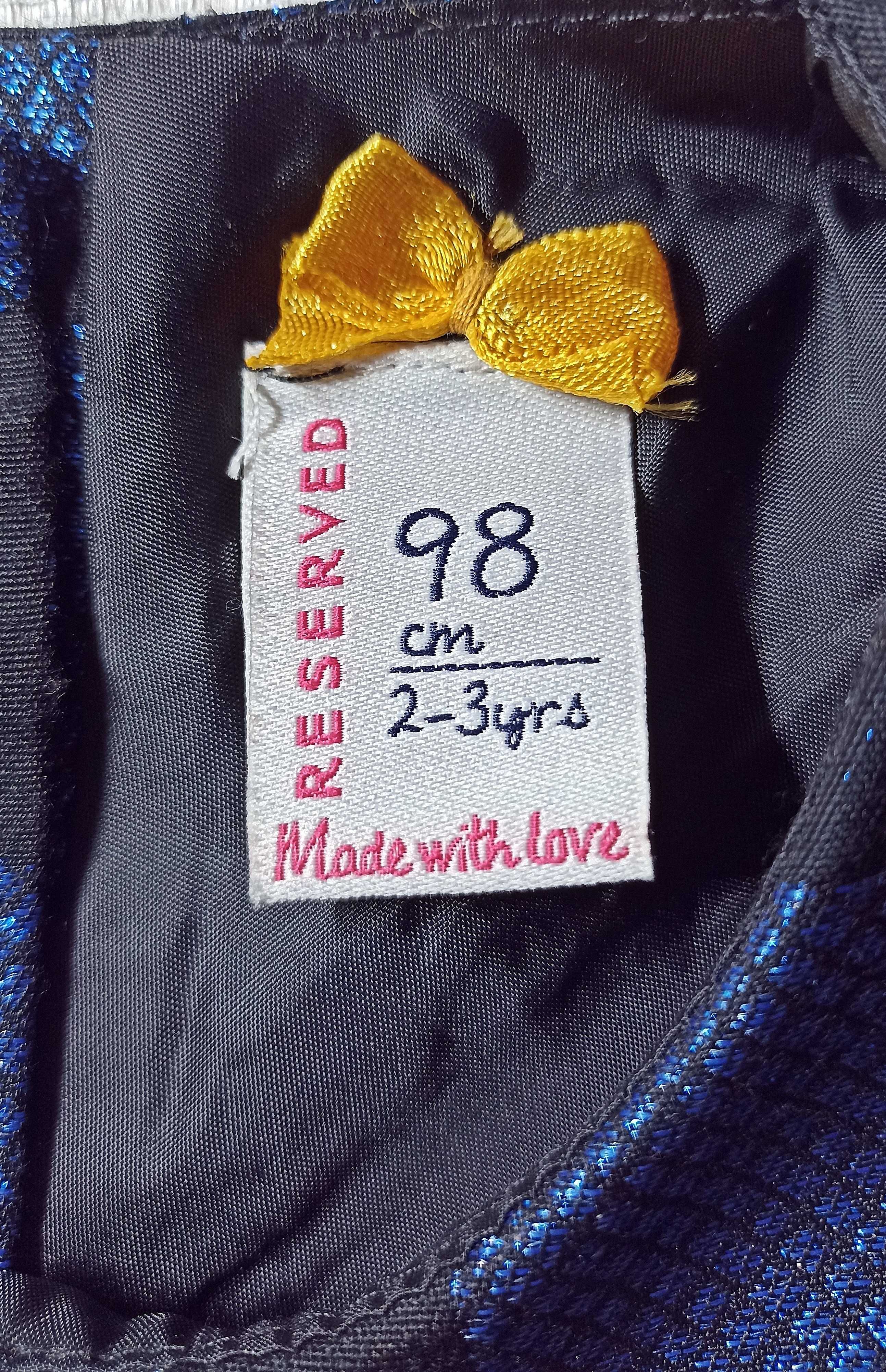 Sukienka wizytowa na przyjęcie, granatowa, r. 98, Reserved.