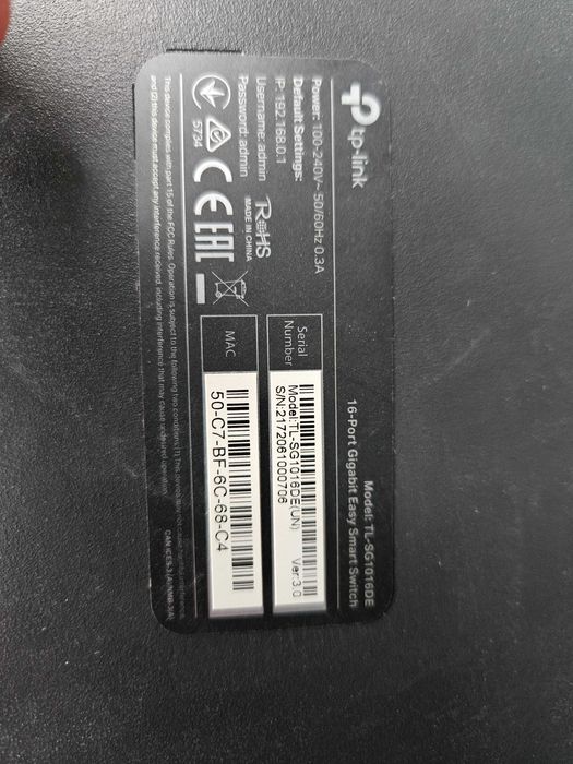 16-портовий гігабітний комутатор серії Easy Smart TP-Link TL-SG1016DE