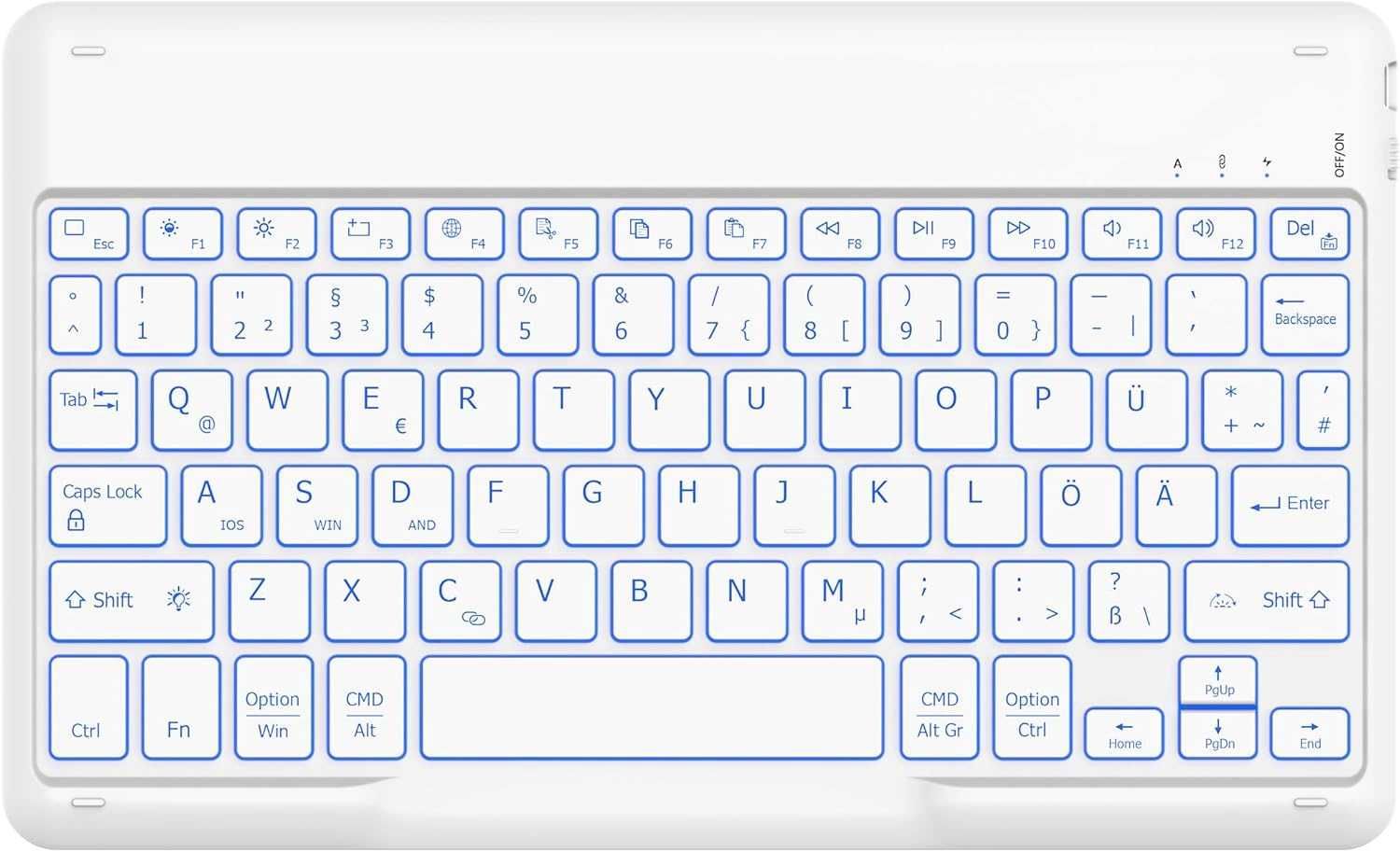 EasyAcc klawiatura bezprzewodowa bluetooth LED iPad Samsung TV biała