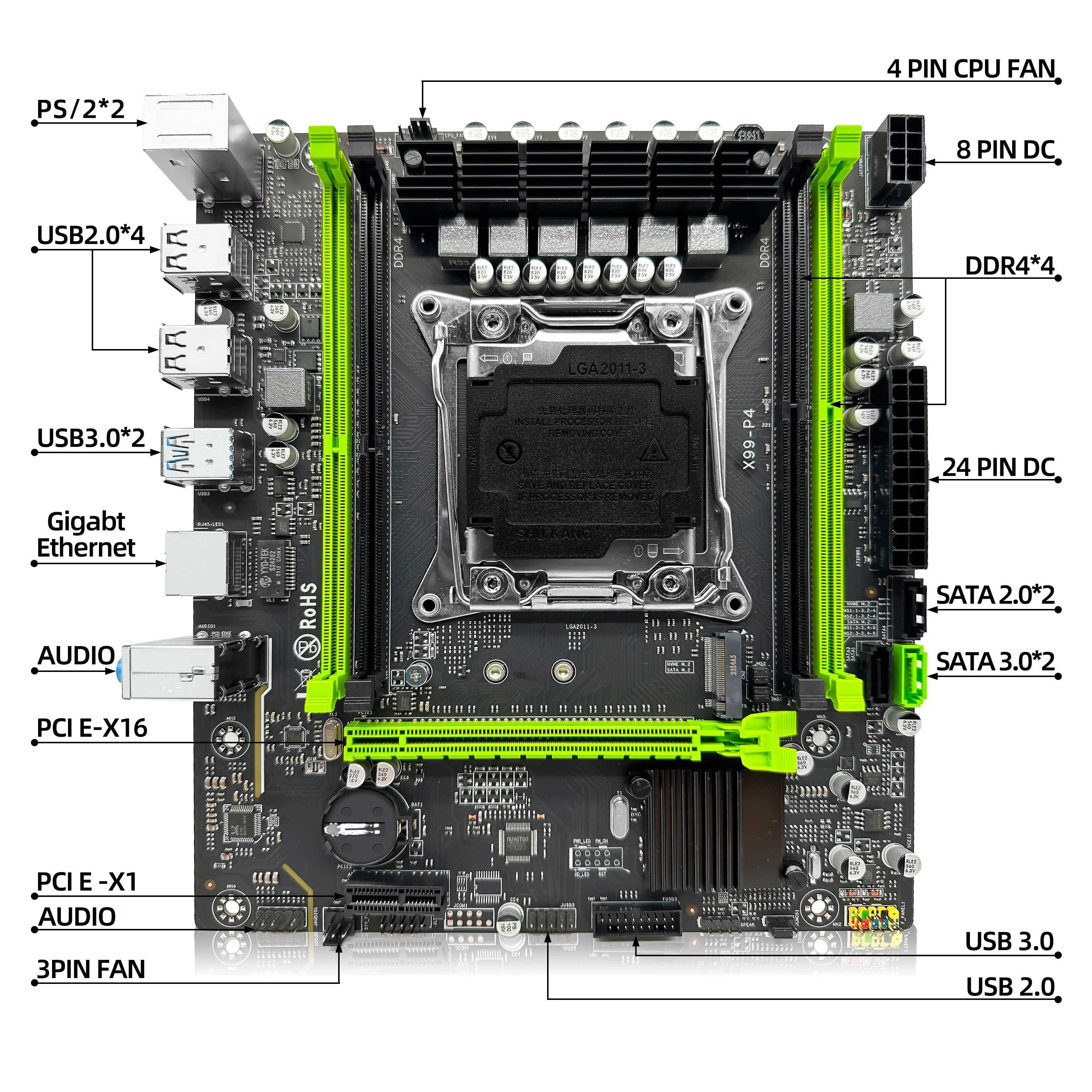 Комплект плата ZSUS X99-P4/Xeon E5 2650V4 (12 ядер/24 пот.) до 2.90GHz