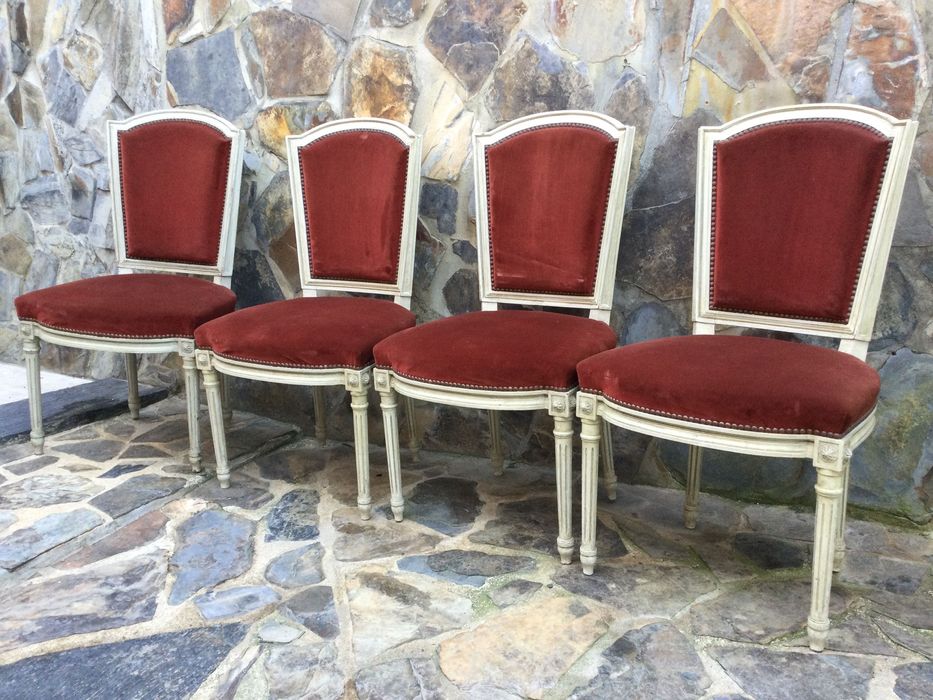 Cadeiras Centenárias Império Veludo vermelho 92 cm 8 unidades