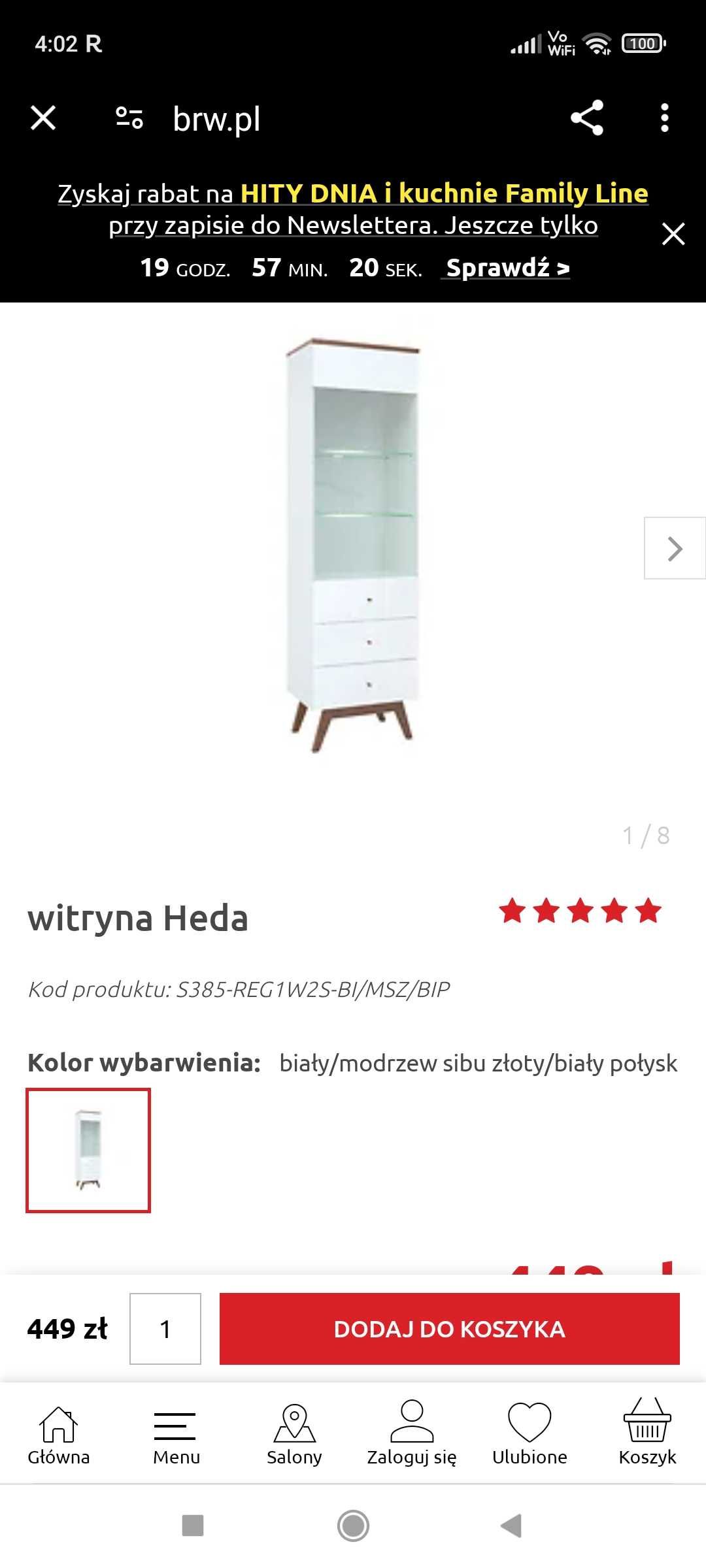 Witryna biała BRW