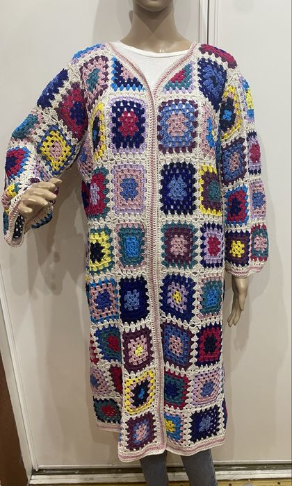 Dlugi kardigan z kwadratow - OKAZJA