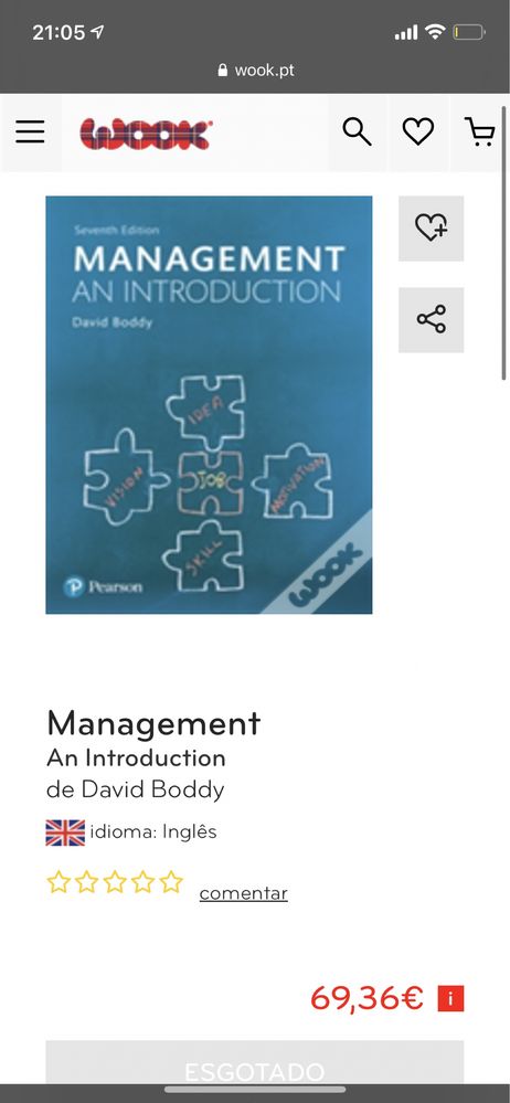 Livro Management An Introduction de David Boddy como novo.