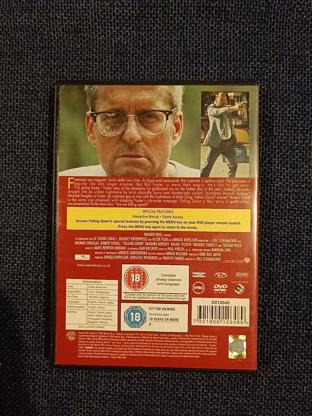 DVD do filme "Um Dia de Raiva", Michael Douglas (portes grátis)