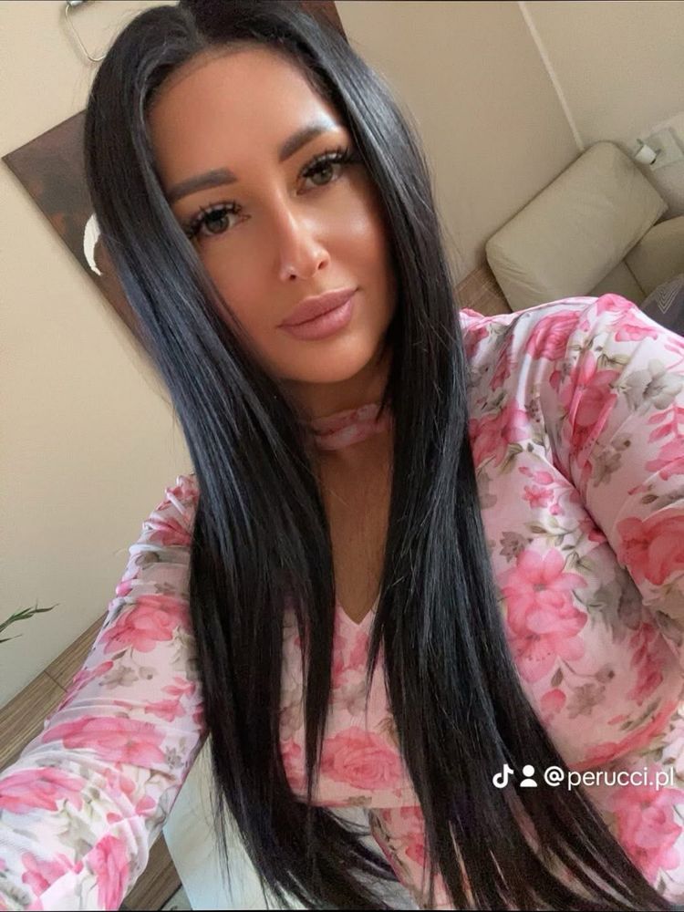 Peruka czarne lace front part siatka koronka