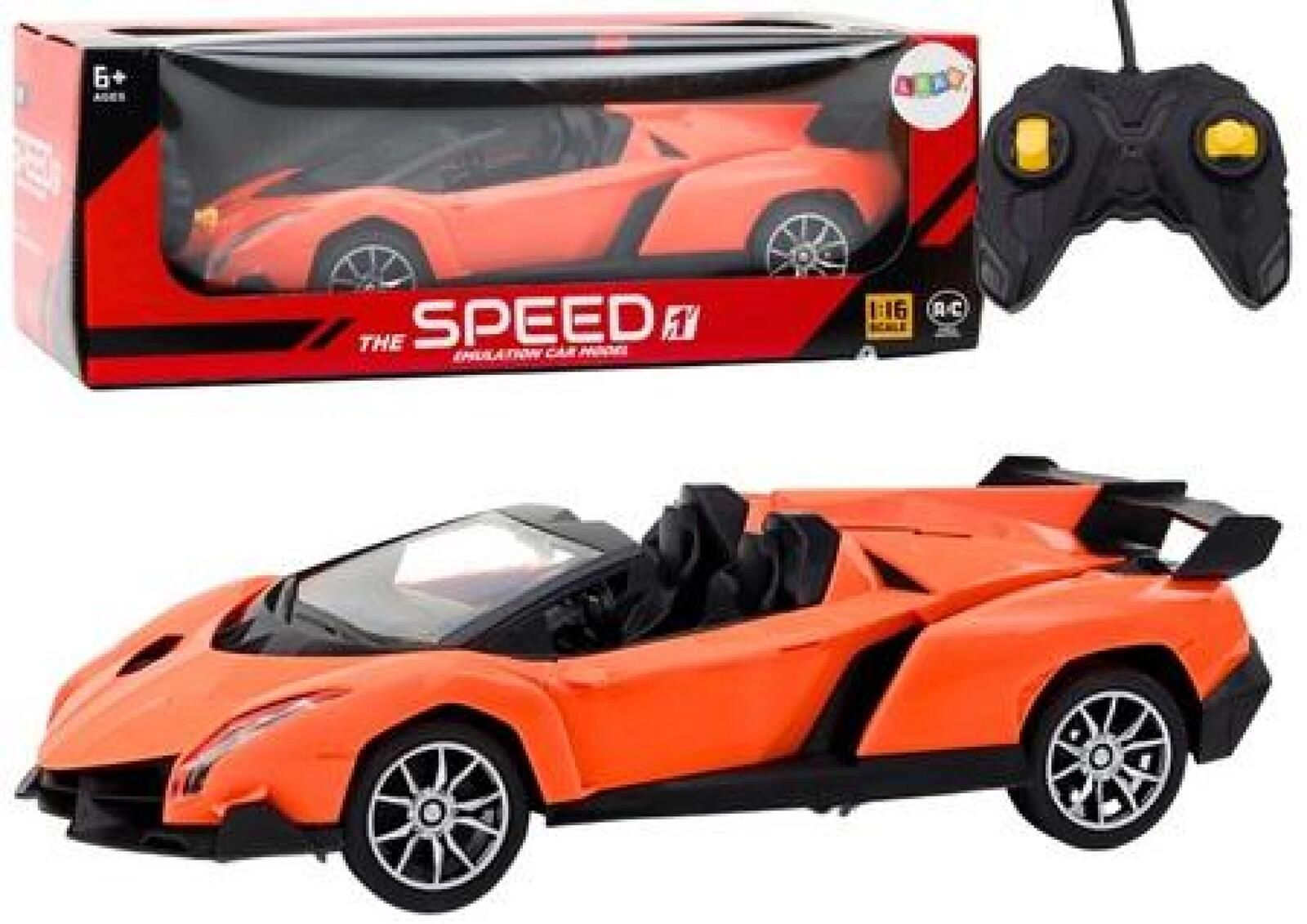 Auto sportowe RC 1:16 pomarańczowe pudełko,321x154 mm
