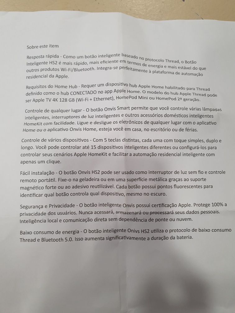 Botão para casa inteligente HS2-ONVIS