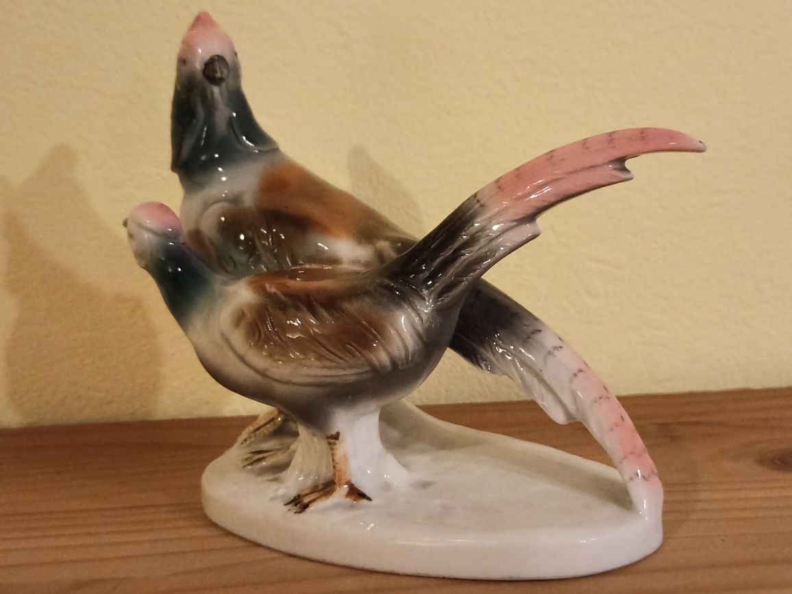 Porcelana TURYNGIA Figurka Bażantów Ptak Grzebiący
