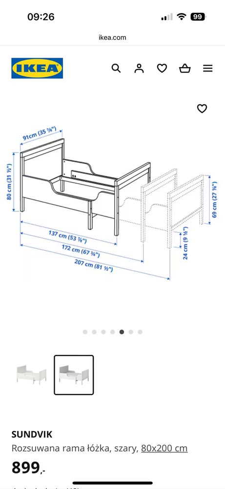 Łóżko Ikea Sundvik