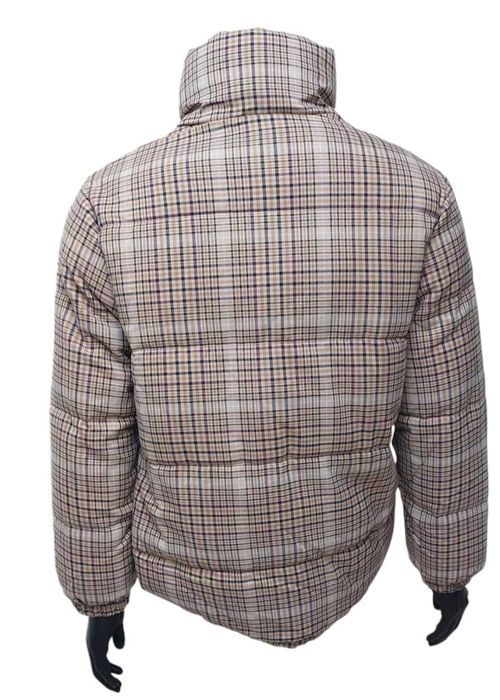 Brązowa kurtka puchowa w kratkę, R. S