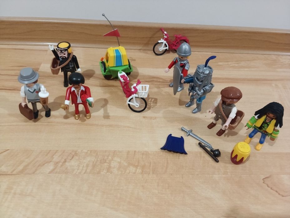 Zestaw Playmobil figurki kolekcjonerskie ludziki rower z przyczepką