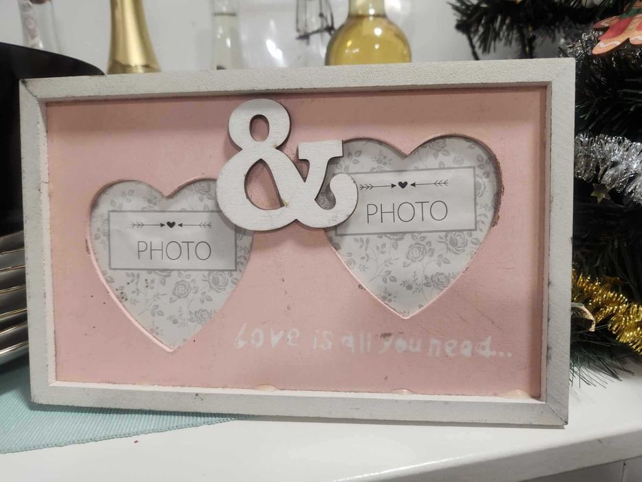 obraz ramka stojąca na zdjęcia 2 serca o wym. 24x15 cm