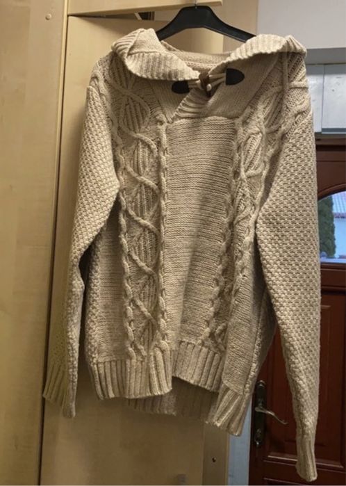Sweter meski cieply z kapturem l