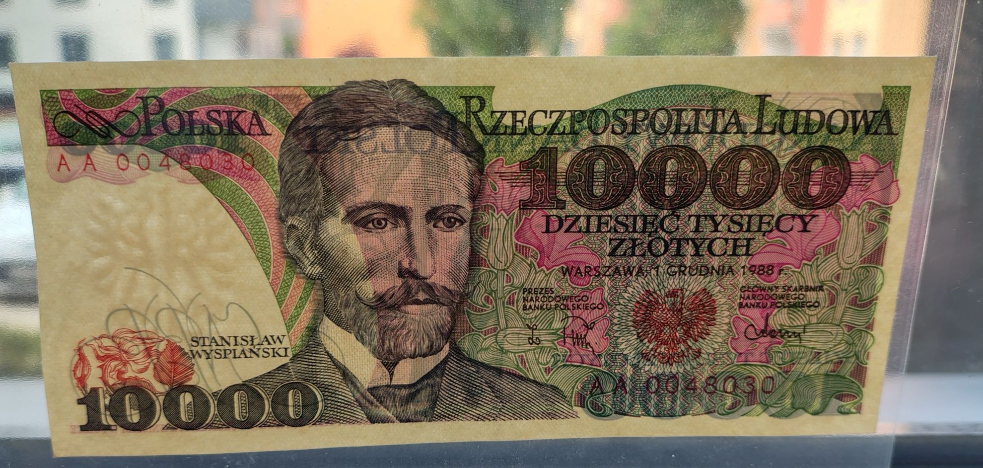10000 złotych 1988 seria AA stan UNC -1 banknot PRL rzadki i poszukiwa