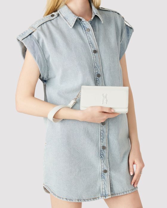 Клатч жіночий білий  steve madden large flap wallet bone bjewels