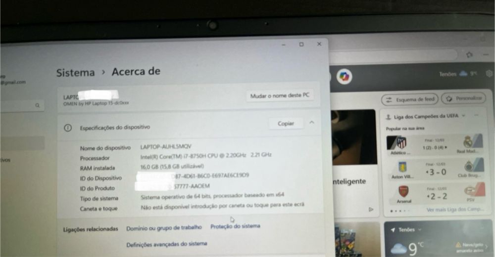Portátil HP Omen 15 com caixa