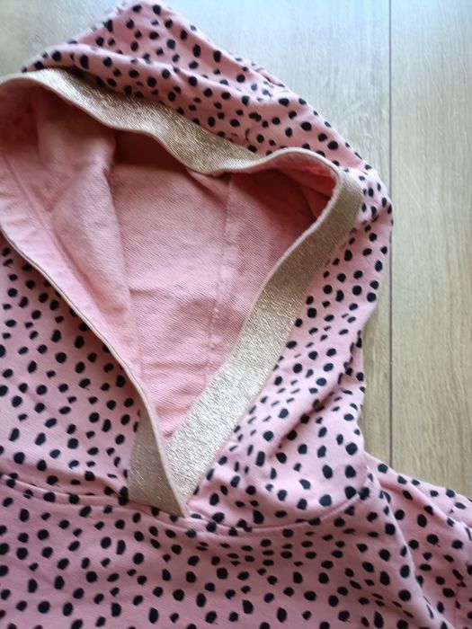 Coccodrillo bluza dziewczęca róż z kapturem złoto groszki rozm 158
