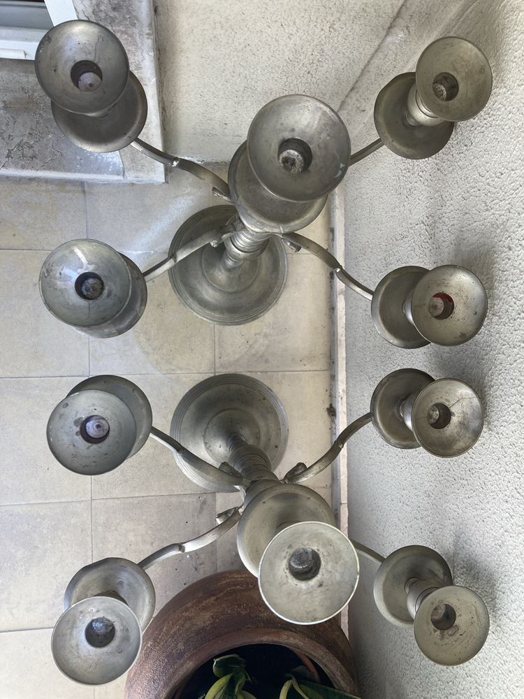 Pare de Castiçais Grandes Estanho