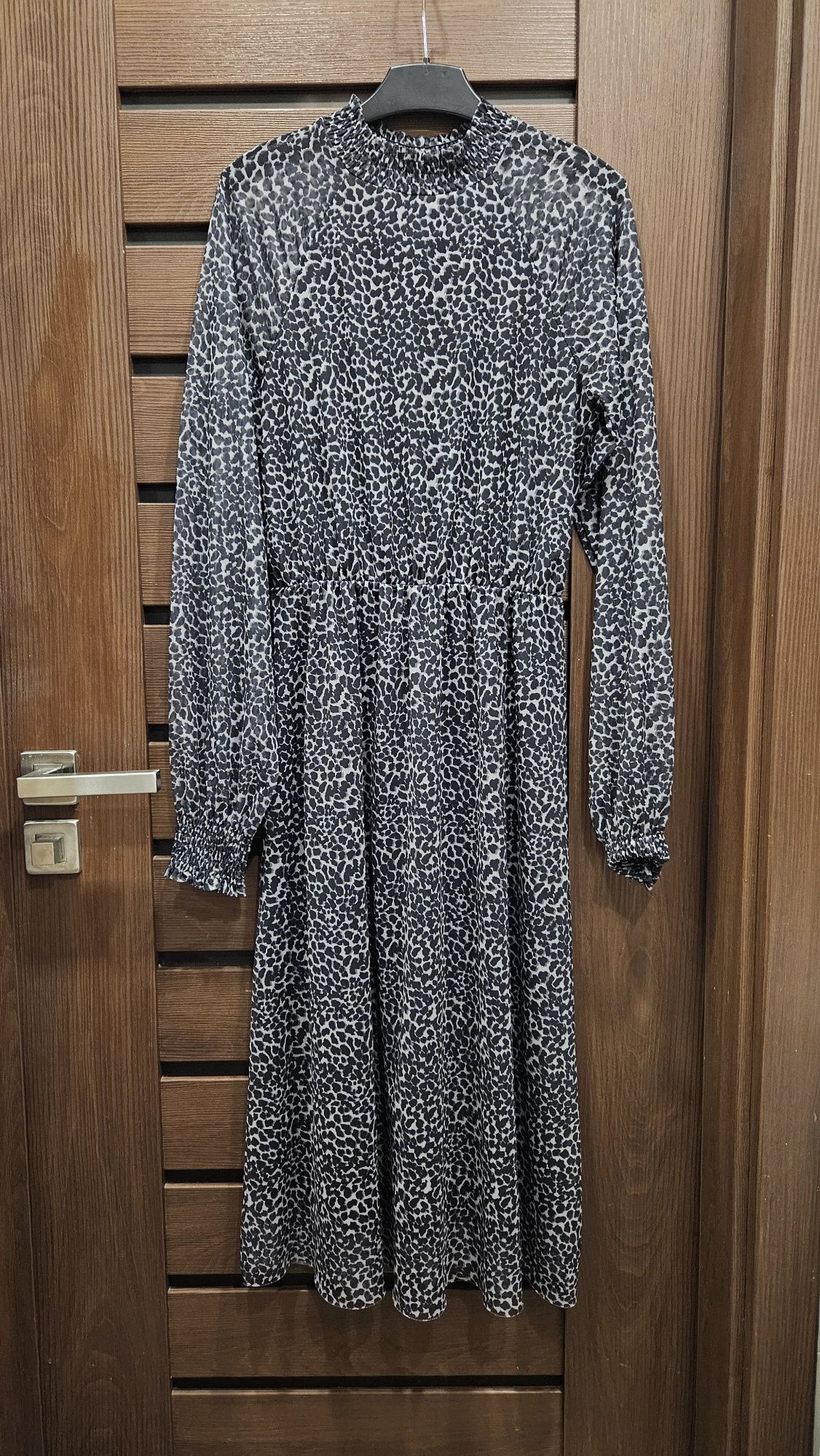 Sukienka mohito xxs xs 34 szara panterka leopard midi długa
