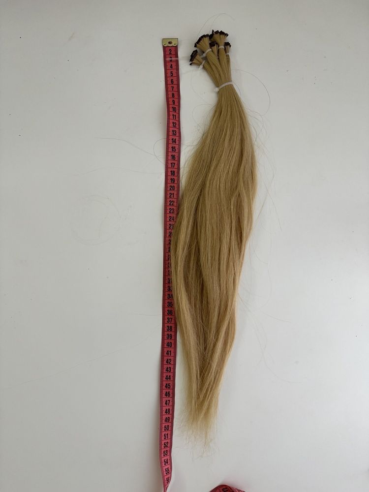 Волосы для наращивания блонд 50 см 60 грамм